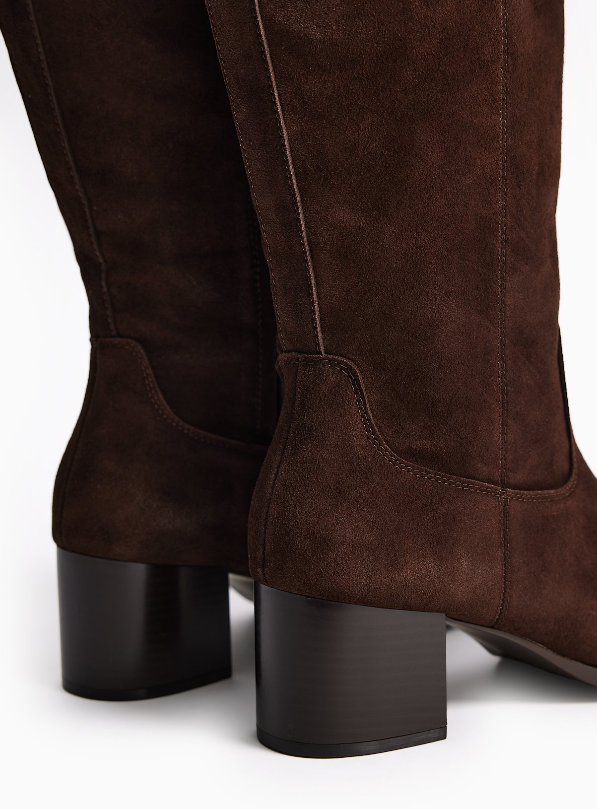 Brown Faux Suede Knee High Boots 4 - Image 4 thumbnail